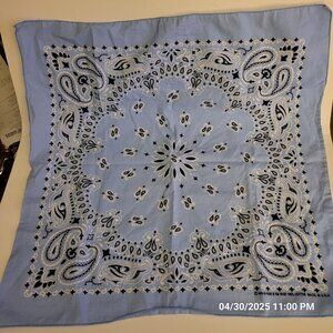 Hav-A-Hank Bandana Sky Blue Paisley Western Cotton  Handkerchief USA RN15187